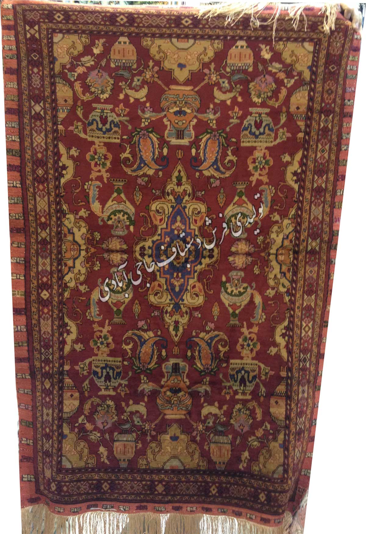 تمام ابریشم دو رو قم  فرش دستباف حاجی آبادی