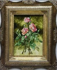 گل سه شاخه .فرش دستباف حاجی آبادی