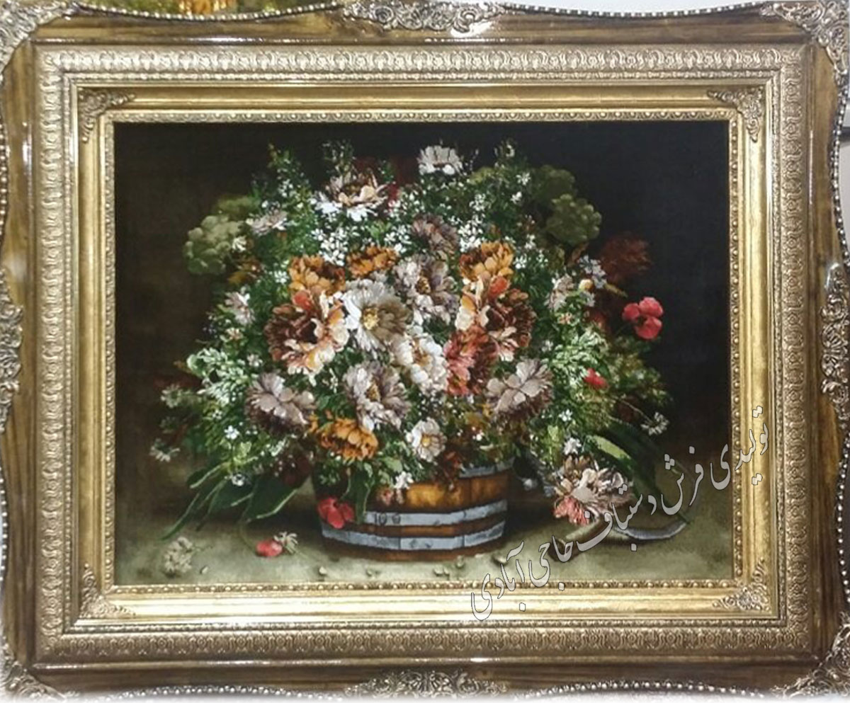 سبد گل فرش دستباف حاجی آبادی